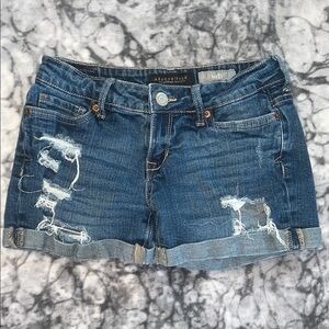 Aeropostale Women's Ripped Blue Jean Shorts
